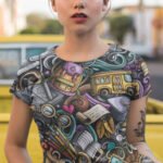 Artistic doodle black t-shirt