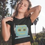 T-shirt for women-Black-BonnetBots-premium cotton top