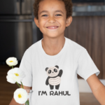 Hello Panda with Embroidery and custom Name Tshirt for kids - Image 3