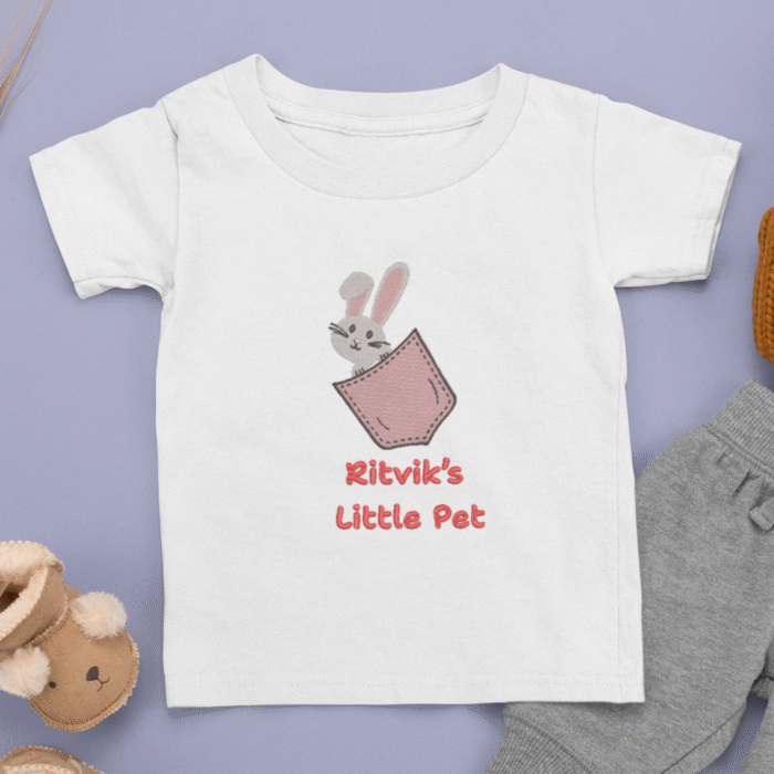 Rabbit Pet Embroidery custom name tshirt - Image 1