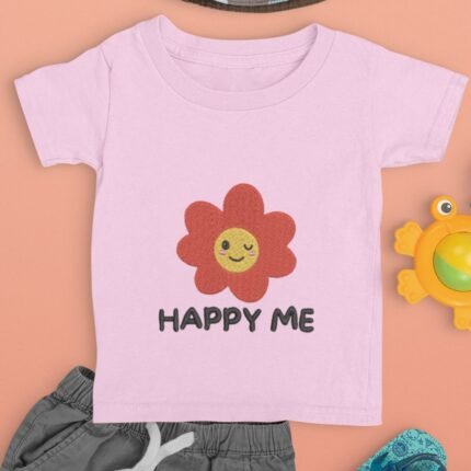 Smiley Flower Embroidery Tshirt for kids