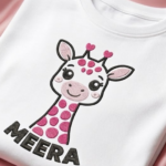 Giraffe face Embroidery custom name tshirt