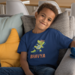 Crocodile Embroidery with custom Name Tshirt for kids - Image 2