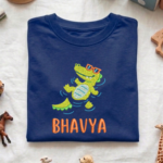 Crocodile Embroidery with custom Name Tshirt for kids