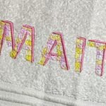 Towel Unique lettering retro Embroidery custom name design Maithili - Image 2