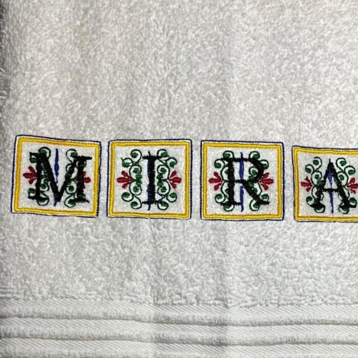 Towel Art Embroidery custom name design Miraya - Image 2