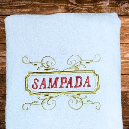 Towel Art Embroidery Red Font custom name
