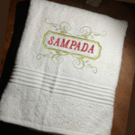 Towel Art Embroidery Red Font custom name