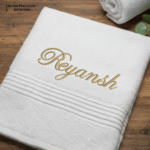 White Towel Embroidery With Custom Name