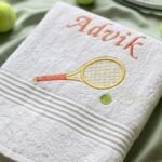 White Towel Tennis Embroidery With Custom Name