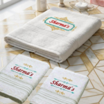 White Towel Set - One big and two small Custom Name Sharmas
