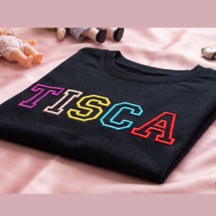 Multicolour Text Design Tisca embroidered kids tshirt with custom name