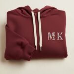 Embroidered Hooded Sweatshirt – Custom Initials Floral MK