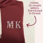 Embroidered Hooded Sweatshirt – Custom Initials Floral MK - Image 2