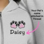 Zippered Hoodie with Embroidery – Custom Pet Name Paws - Image 2