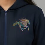 Zippered Hoodie with Embroidery – Neo Horse - Image 3