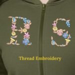 Zippered Hoodie with Embroidery – Custom Initials RS – Olive Green - Image 3
