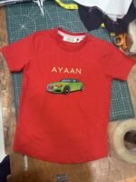 Car Green Sedan Design Embroidery With Custom Name Tshirt for kids - Image 4