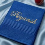 Navy Blue Towel Embroidery With Custom Name