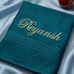 Teal Towel Embroidery With Custom Name