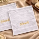 Face towels pair with name embroidery - white